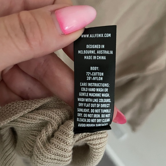 ALL FENIX beige tan sweater ribbed henley long sleeve button size L - Picture 6 of 6